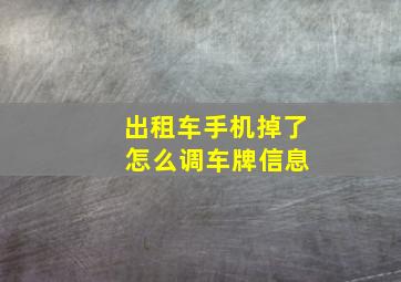 出租车手机掉了 怎么调车牌信息